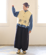 コットンウールグレンチェック　バルーンパンツ